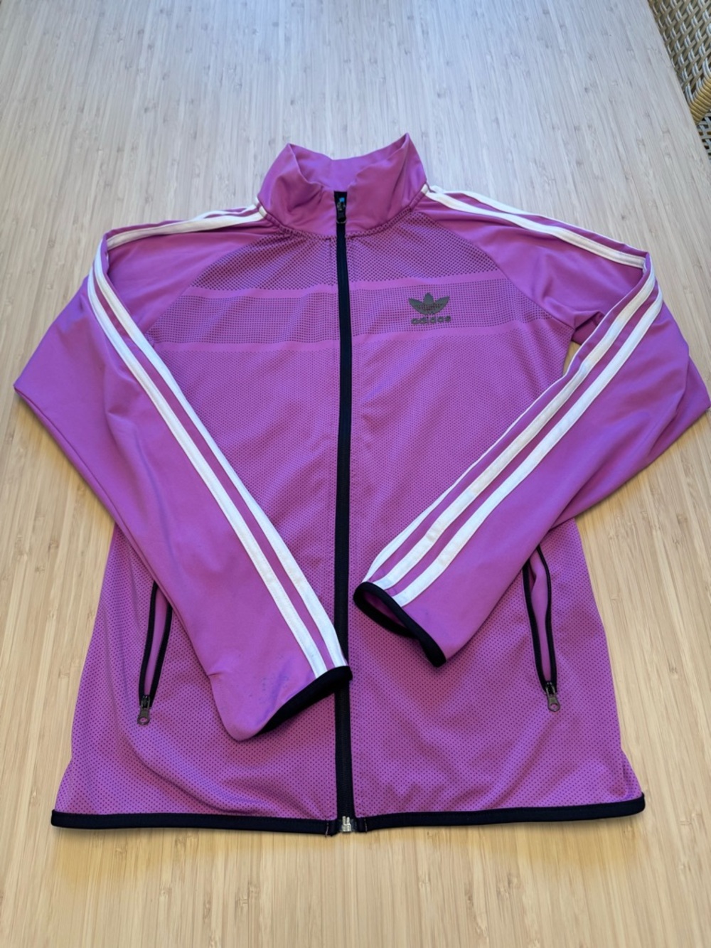 adidas Purple Trefoil Mesh Performance Track Jacket